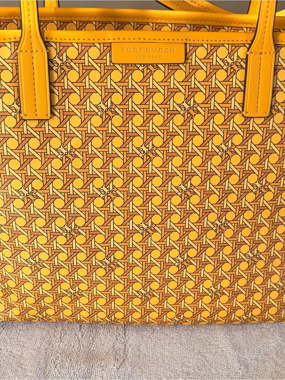 Tory Burch Yellow Geometric Print Tote